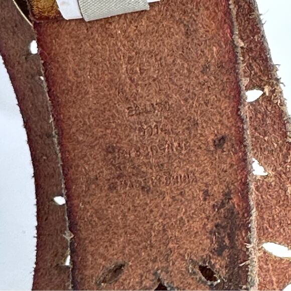 Fossil Distressed Laser Cut Tooled Gold Tone Belt Western Bling Festival Cowgirl - Picture 7 of 11